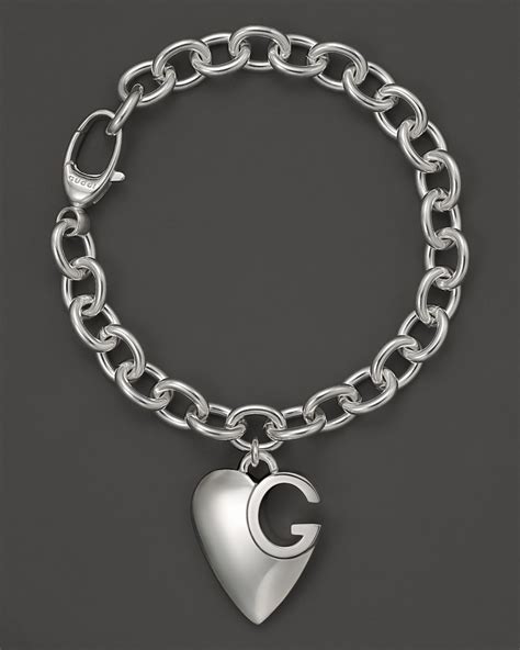 gucci heart chain bracelet|gucci sterling silver heart bracelet.